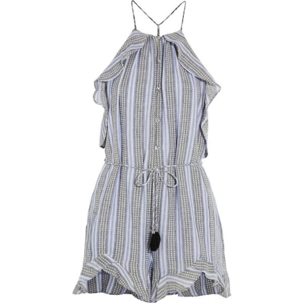 Zimmermann Striped Halter Romper in Blue and Gray